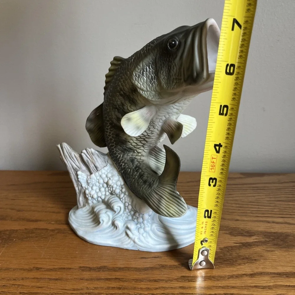 Vintage 1988 Homco Masterpiece Porcelain Figurine Large Mouth Bass Fish